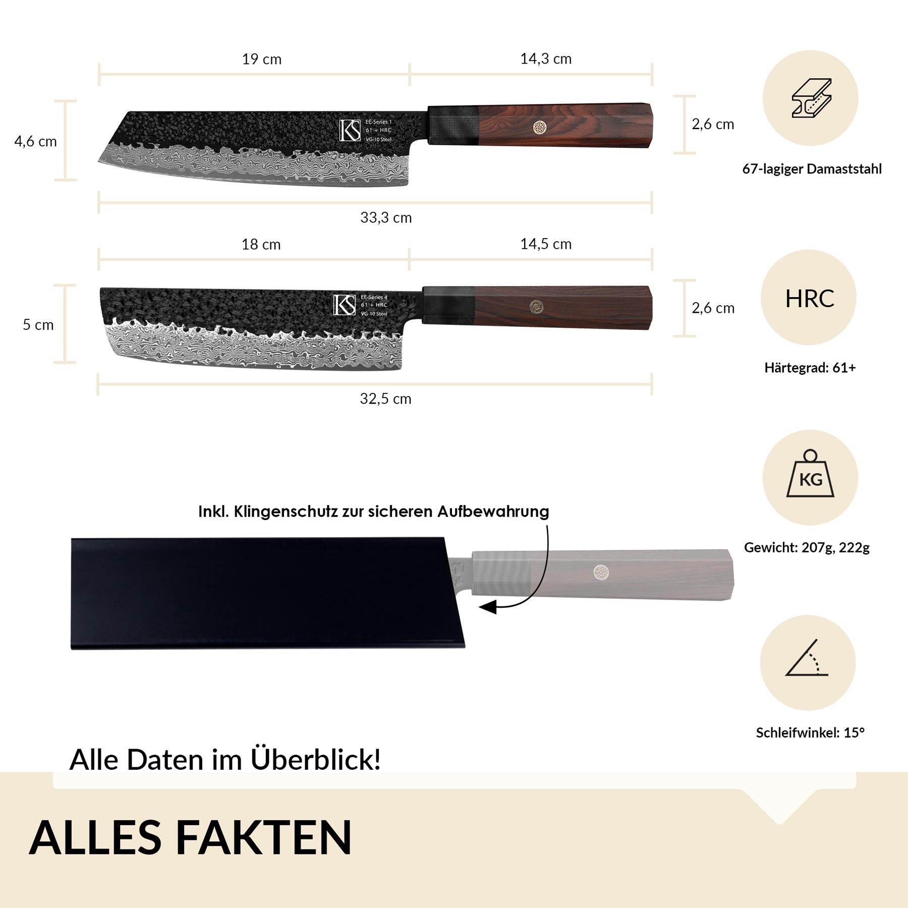2pcs EE-Series Kochmesserset 2