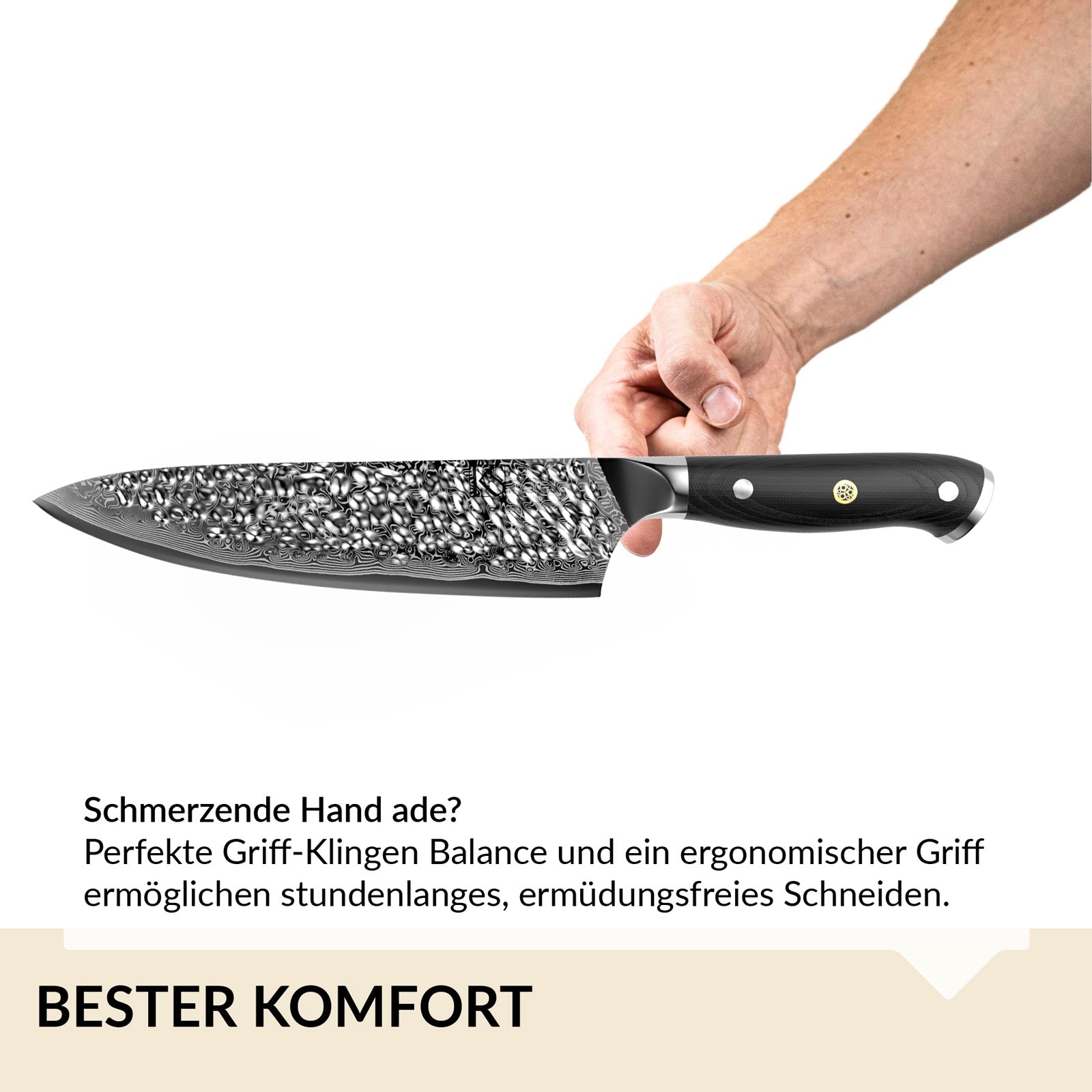 Damastmesser mit Glasfaser Griff