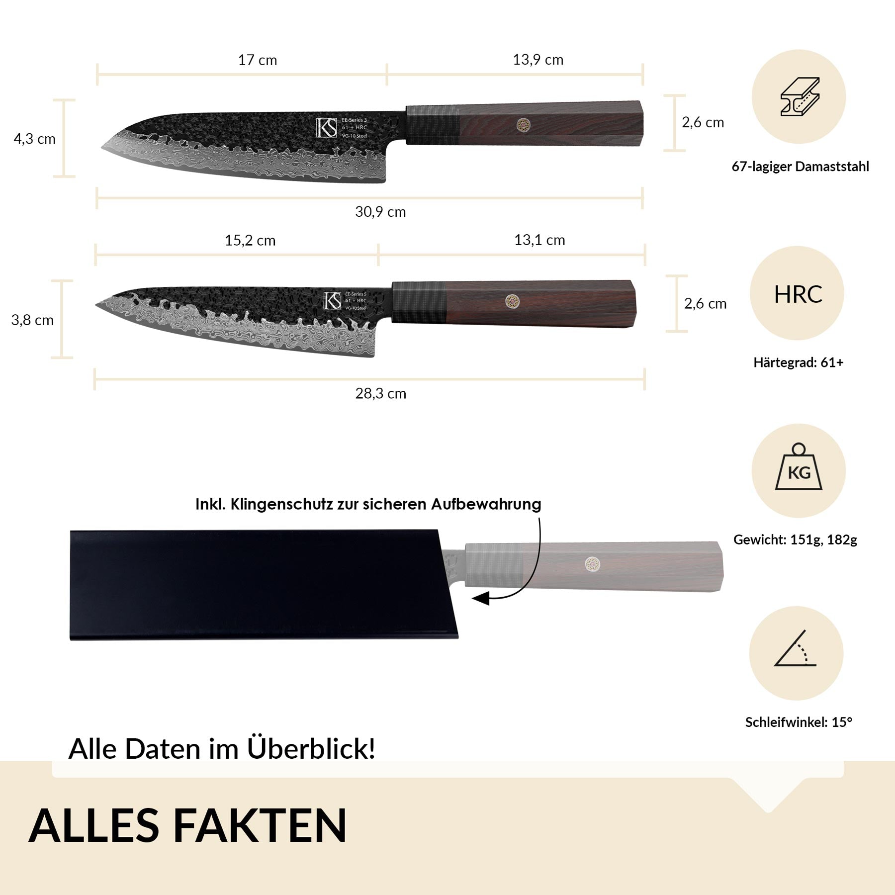 2pcs EE-Series Kochmesserset 3