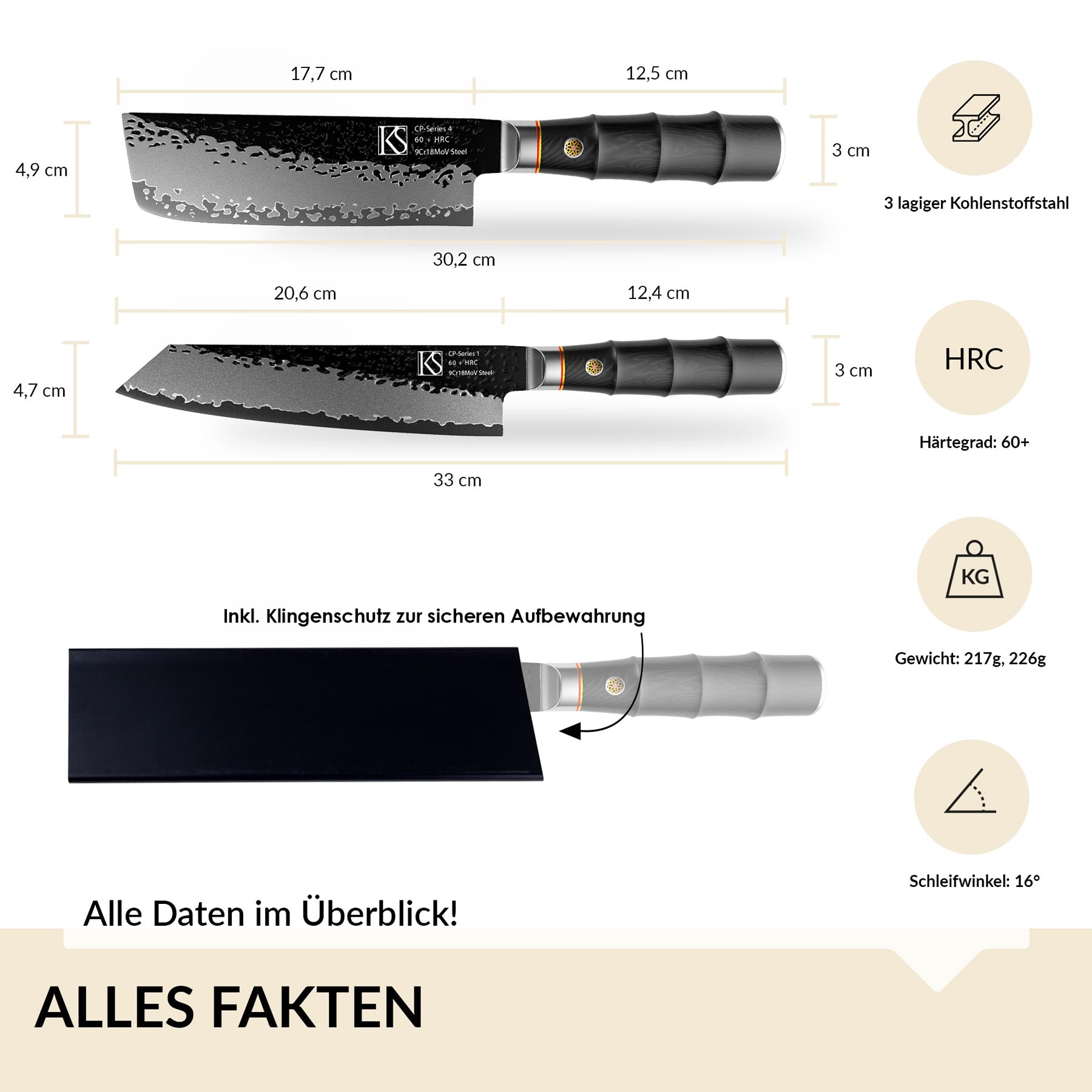 2pcs CP-Series Kochmesserset 2