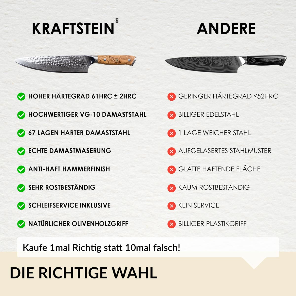 [B-Ware] Damastmesser mit Olivenholzgriff