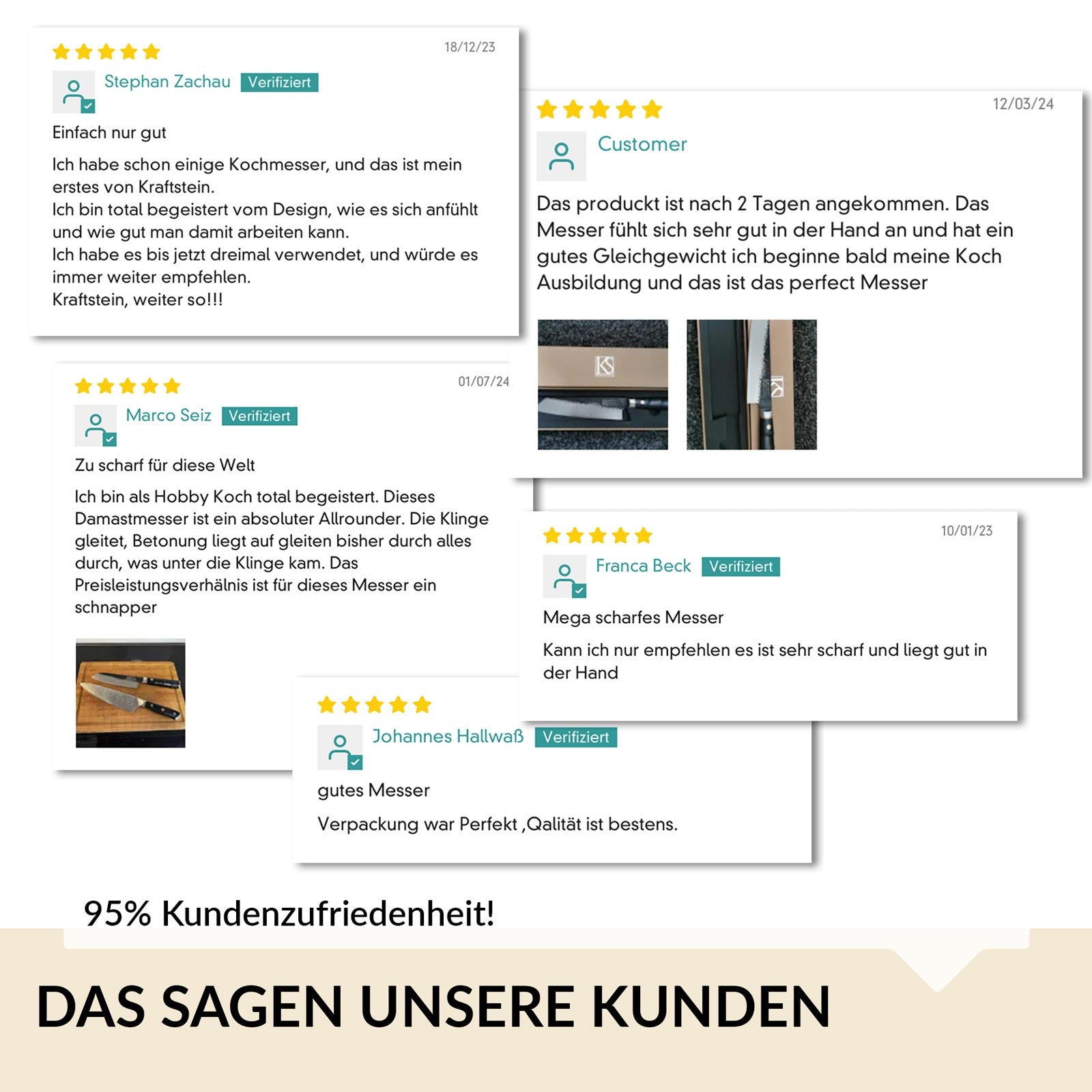 [B-Ware] Damastmesser mit Olivenholzgriff